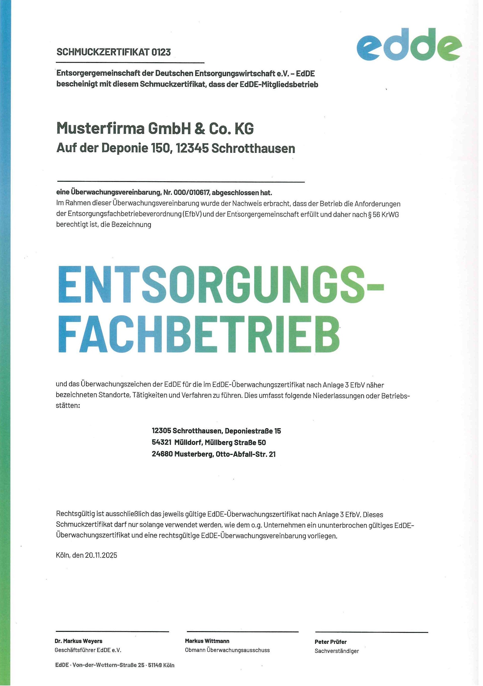 EdDE-Schmuckzertifikat